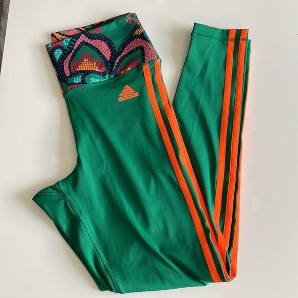 Farm Rio x Adidas Green and Orange Women's Leggings - Picture 5 of 10